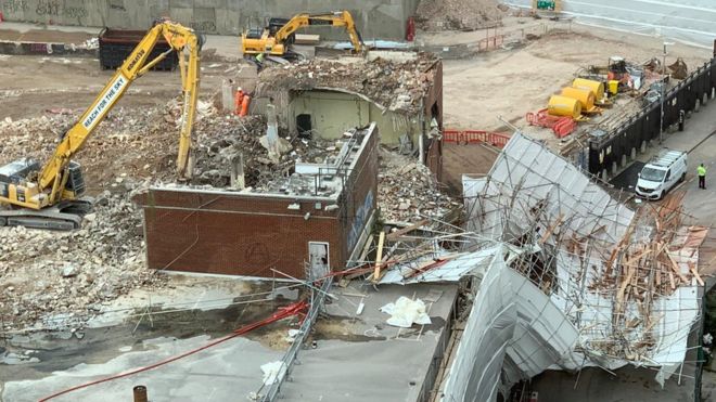 Scaffolding Collapse In The Town Centre Injures Three